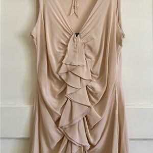 Bailey 44 Peach Sleeveless Blouse with Ruffle Detail size S